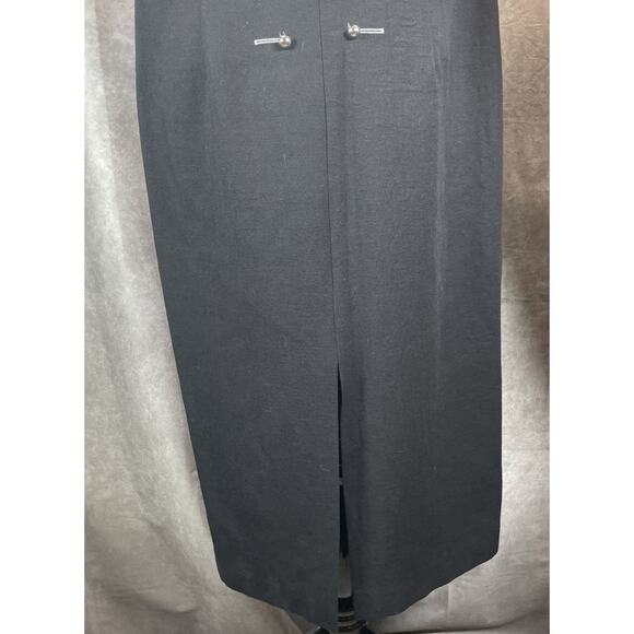 Vintage Santa Fe by Jim Tremblay Black Silver Pin Detail Sheath Dress Size 14 - Picture 5 of 9